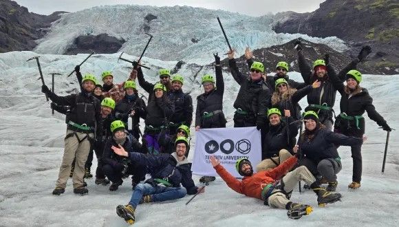 Tel Aviv University's geophysics students on their study trip to Iceland, hiking on Vatnajökull Glacier, which is Europe’s largest glacier