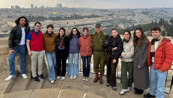 Alexandra Seaman (fourth from the right) with her Conflict Resolution & Mediation MA classmates on a field trip to Jerusalem